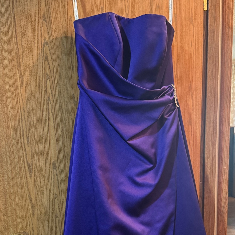 David's Bridal Strapless Royal Blue Dress